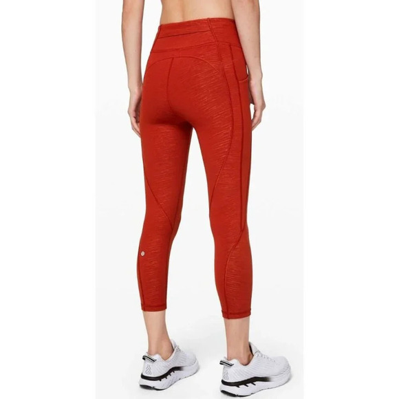 Lululemon Time To Sweat Crop *23" Stride Emboss Cayenne-sz 6 - Picture 5 of 8